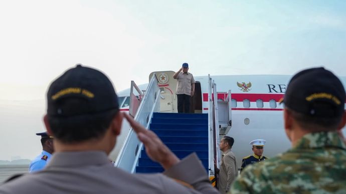 Prabowo Subianto bertolak menuju Provinsi Gorontalo dalam rangka kunjungan kerja pada Rabu, 24 Juni 2026