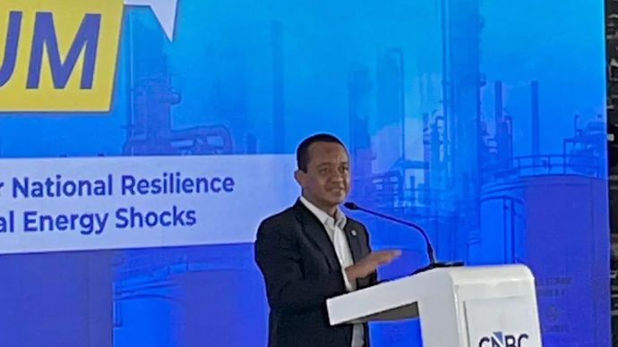 Menteri Energi dan Sumber Daya Mineral (ESDM) Bahlil Lahadalia memberikan sambutan dalam CNBC Indonesia Energy Forum di Jakarta, Kamis, 25 Juni 2026