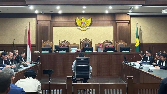 Ketua Ombudsman RI periode 2026 Hery Susanto dalam sidang pembacaan surat dakwaan dalam sidang di Pengadilan Tipikor pada PN Jakpus, Kamis, 25 Juni 2026.