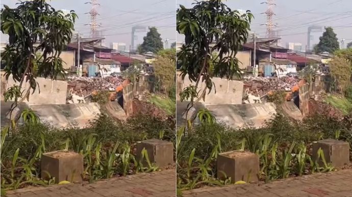 Tanah longsor terjadi di kawasan Pasar Pintu Air atau dekat Pintu Air Karet, Petamburan, Tanah Abang, Jakarta Pusat, pada Jumat (26/6/2026) pagi