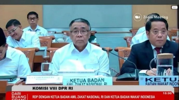 Tangkapan layar - Ketua Baznas Sodik Mudjahid dalam rapat dengar pendapat (RDP) bersama Komisi VIII DPR RI di Jakarta, Senin, 29 Juni 2026.