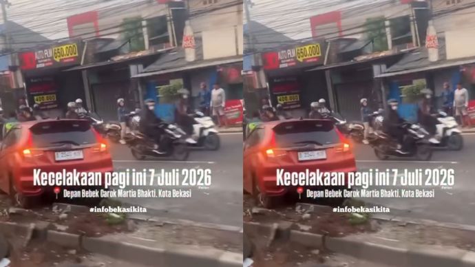 Info Laka Lantas di Jalan Jenderal Sudirman, Bekasi Barat, Kota Bekasi, Selasa (7/7/2026) pagi.