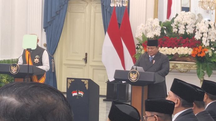 Presiden Prabowo Subian dan PM Narendra Modi di Istana Merdeka