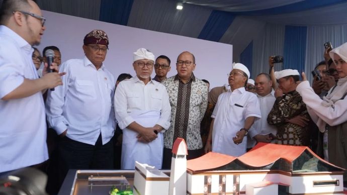 Menko Pangan tinjau groundbreaking pembangunan teknologi PSEL Bali gagasan Danantara Indonesia di Denpasar, Rabu, 8 Juli 2026. 