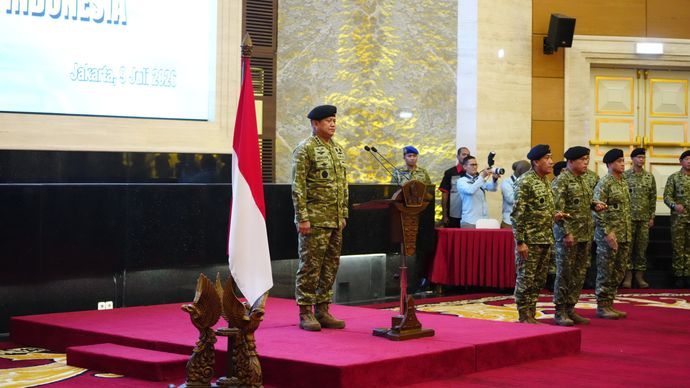 Irjen TNI Pimpin Laporan Korps Kenaikan Pangkat 105 Perwira Tinggi TNI.
