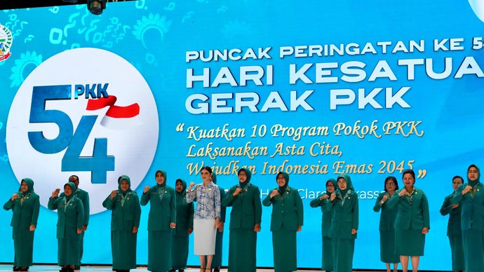 Puncak Peringatan Hari Kesatuan Gerak (HKG) PKK ke-54 digelar di Hotel Claro Makassar, Sulawesi Selatan, Sabtu, 11 Juli 2026. Mengusung tema 