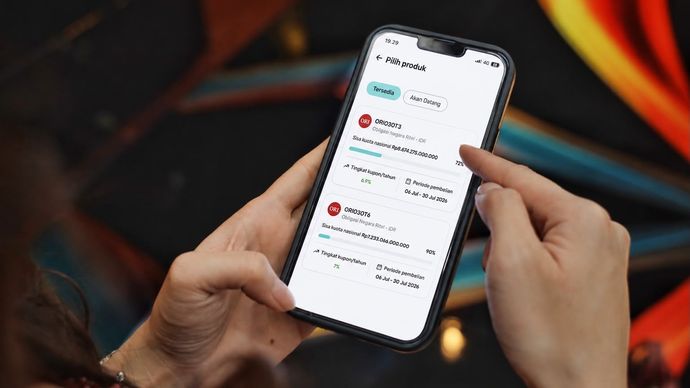 Tampilan fitur pembelian ORI030 pada aplikasi wondr by BNI yang memudahkan masyarakat berinvestasi Surat Berharga Negara (SBN) secara digital