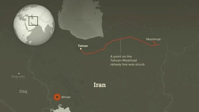 Ilustrasi - Sejumlah lokasi serangan militer Amerika Serikat di sepanjang pesisir selatan Iran pada 8 dan 9 Juli 2026.