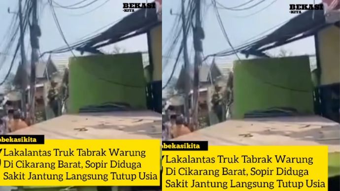 Peristiwa kecelakaan melibatkan truk terbuka yang menabrak tembok bangunan warung gas milik warga di Jalan Raya Setu, Kabupaten Bekasi, tepatnya di seberang SDN Telajung 02 Cikarapada Barat Senin, 13 Juli 2026 siang.