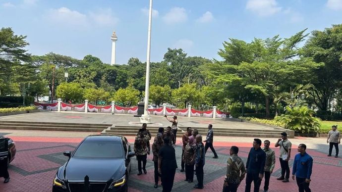 Ketua MPR RI Ahmad Muzani tiba di Gedung Mahkamah Agung, Jakarta, Selasa, 14 Juli 2026