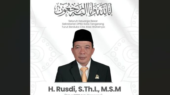 Ketua DPRD Kota Tangerang, Banten, H. Rusdi, dikabarkan meninggal dunia pada Minggu (19/7/2026) di usia 47 tahun. (Foto: Tangkapan layar Instagram @dprdkotatangerang)