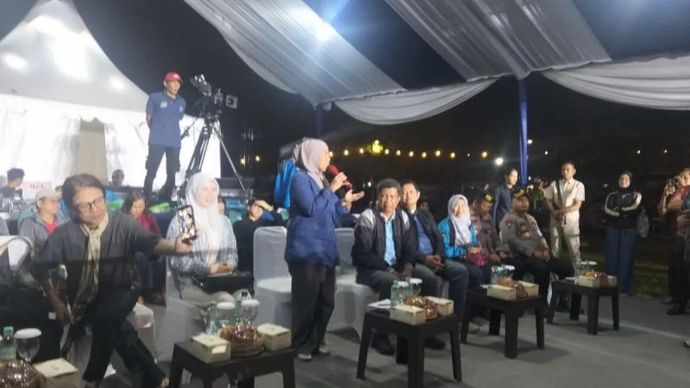 Menteri Komunikasi dan Digital Meutya Hafid pada Nonton bareng Piala Dunia di Medan.