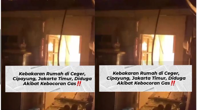 Kebakaran melanda sebuah rumah di Jalan Nangka RT 002/RW 002, Kelurahan Ceger, Kecamatan Cipayung, Selasa (21/7) pagi.