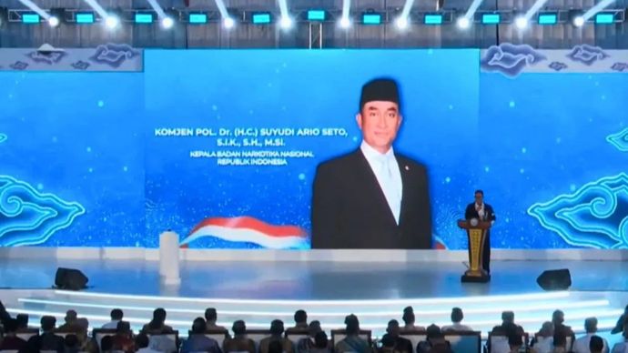Kepala BNN RI Komisaris Jenderal Polisi Suyudi Ario Seto dalam acara Peringatan Hari Anti Narkotika Internasional 2026 di Kabupaten Bogor, Jawa Barat, Kamis, 23 Juli 2026.