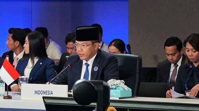 Menteri Luar Negeri Sugiono menyampaikan pernyataan Indonesia dalam Pertemuan Menlu ASEAN-Korea Selatan di Manila, Rabu, 22 Juli 2026
