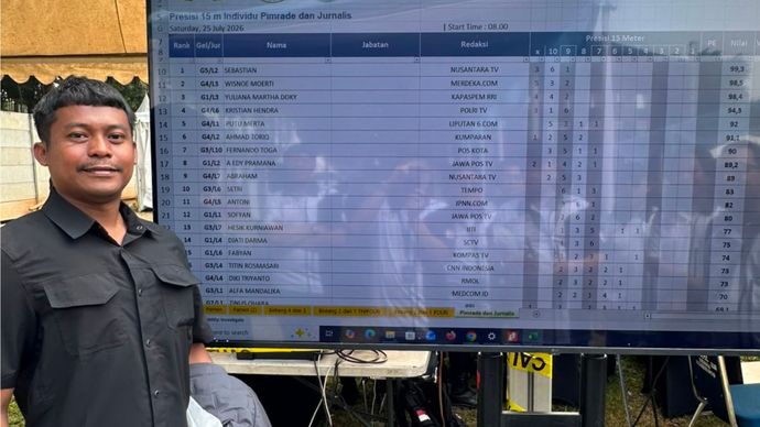 Jurnalis Nusantara TV Sebastian Raih Juara Tembak Presisi 15 Meter di Kapolri Cup Shooting Championship 2026.