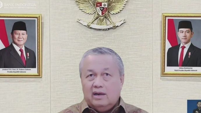 Tangkapan layar Gubernur Bank Indonesia (BI) Perry Warjiyo memaparkan materi konferensi pers hasil Rapat Dewan Gubernur (RDG) BI Juli 2026 secara daring di Jakarta, Rabu, 22 Juli 2026.