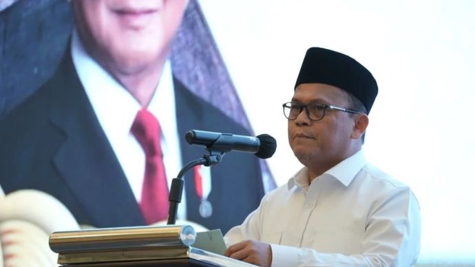 Sekretaris Jenderal (Sekjen) Kemenhaj RI Teguh Dwi Nugroho dalam acara Peluncuran Sistem Informasi Kepegawaian (Simpeg) di Bogor, Jawa Barat, Senin, 20 Juli 2026.