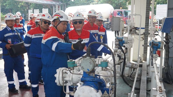 Komisaris Utama PT Pertamina (Persero) Mochamad Iriawan saat melakukan Management Walkthrough di Terminal LPG Tanjung Sekong, Cilegon, Banten, Rabu, 29 Juli 2026.