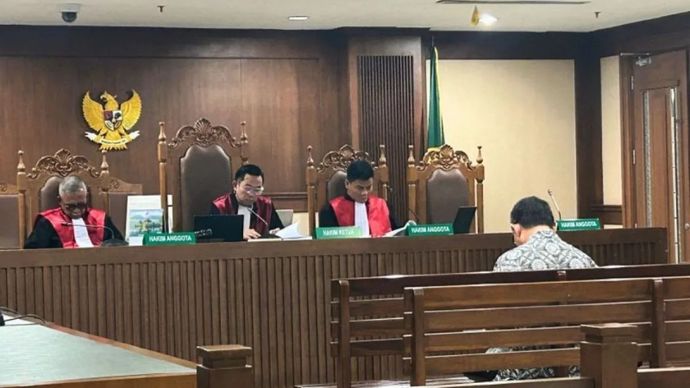 Perwakilan terdakwa korporasi PT Insight Investments Management dalam sidang pembacaan surat dakwaan di Pengadilan Tipikor pada PN Jakpus, Kamis, 22 Januari 2026.