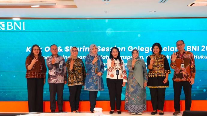 Jajaran direksi dan manajemen BNI menghadiri peluncuran Gelegar Lelang BNI 2026 di Jakarta. Program tersebut menawarkan sekitar 2.600 aset agunan dari berbagai kategori properti yang tersebar di berbagai daerah.