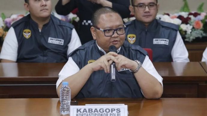 Kabag Ops Kortastipidkor Polri Kombes Pol. Ahmad Yusuf Afandi berbicara dalam konferensi pers di Gedung Bareskrim Polri, Jakarta, Senin, 20 Juli 2026.