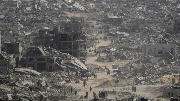 Ilustrasi kerusakan infrastruktur Jalur Gaza.