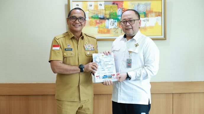 Sekretaris BNPP RI Makhruzi Rahman dan Direktur Jenderal Pemeriksaan Keuangan Negara V (Dirjen PKN V) Widhi Widayat.