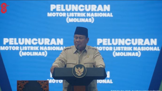 Prabowo Subianto di Peluncuran Motor Listrik Nasional