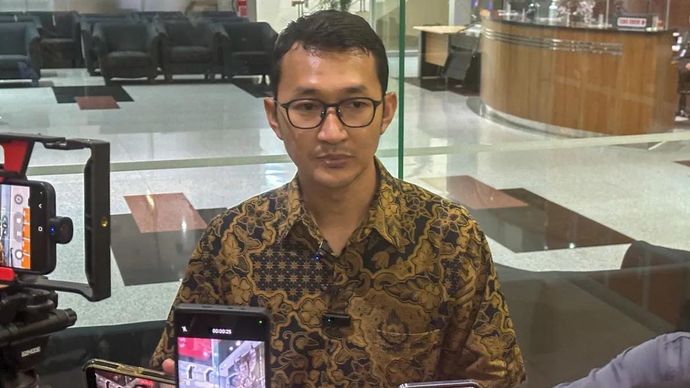 Juru Bicara Komisi Pemberantasan Korupsi Budi Prasetyo memberikan keterangan di Gedung Merah Putih KPK, Jakarta