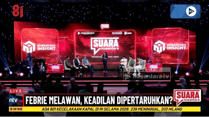Suara Nusantara &lsquo;Febrie Melawan: Keadilan Dipertaruhkan?', Rabu, 19 Agustus 2026.