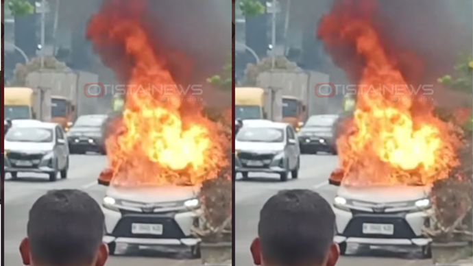 Sebuah mobil Toyota Avanza terbakar di Jalan Alternatif Cibubur, Desa Nagrak, Kecamatan Gunung Putri, Kabupaten Bogor, pada Rabu (19/8/2026) siang.