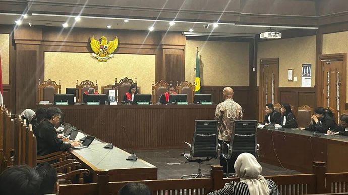 Komisaris Utama PT Inti Alasindo Energy (IAE) sekaligus Komisaris Isargas Group Arso Sadewo Tjokrosoebroto dalam sidang pembacaan putusan di Pengadilan Tipikor pada PN Jakpus