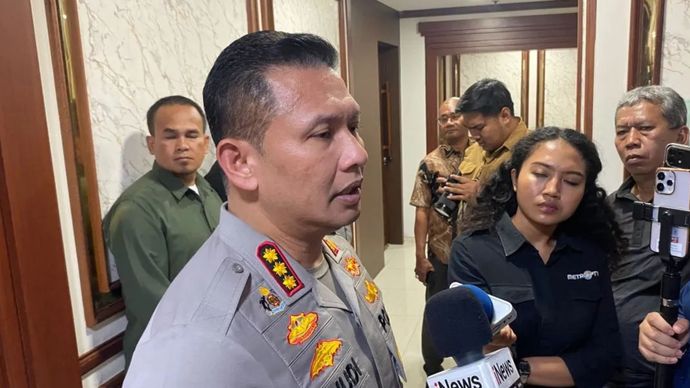 Kabid Humas Polda Metro Jaya Kombes Pol Budi Hermano saat ditemui di Gedung DPR, Rabu (26/8/2026). 
