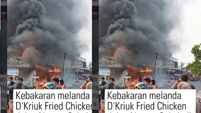 Sebuah kios makanan D'Kriuk Fried Chicken yang berada di Jalan Nenas atau Utama, Kecamatan Sukajadi, Pekanbaru, terbakar pada Jumat (28/8/2026).
