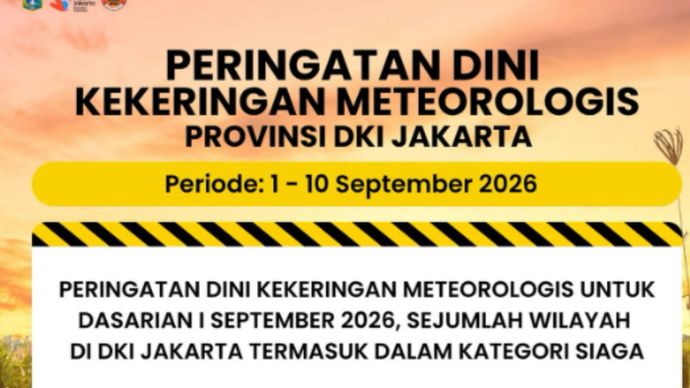 Berdasarkan informasi Badan Meteorologi, Klimatologi, dan Geofisika (BMKG) tentang Peringatan Dini Kekeringan Meteorologis Dasarian I September 2026, sejumlah wilayah di DKI Jakarta termasuk dalam kategori Siaga.