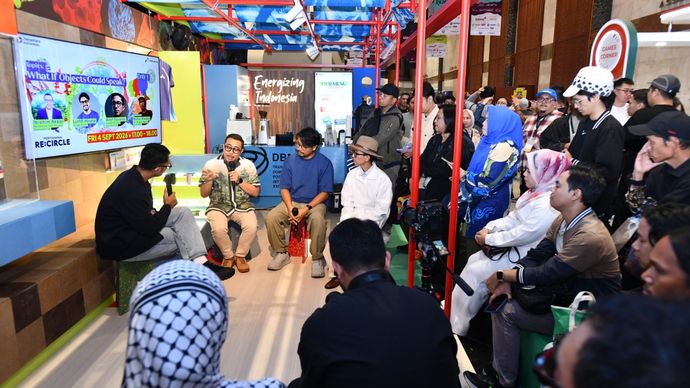 Ibrahim Akbar Pertamina SAF Project Commercial menjadi salahsatu pembicara di booth Pertamina dalam acara Ideafest 2026 yang diselenggarakan di Jakarta International Convention Center (JICC), pada jumat, 4 September 2026.