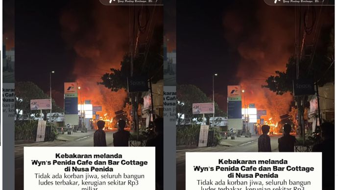 Kebakaran Hanguskan Bangunan Wyn&rsquo;s Penida Cafe, Kerugian Sampai Rp3 M