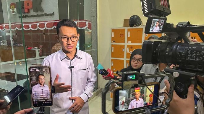 Juru Bicara Komisi Pemberantasan Korupsi Budi Prasetyo memberikan keterangan di Gedung Merah Putih KPK, Jakarta