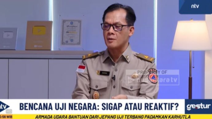 Plt Kepala Pusat Data, Informasi, dan Komunikasi Kebencanaan BNPB, Berton Panjaitan dalam program GESTURE di Nusantara TV