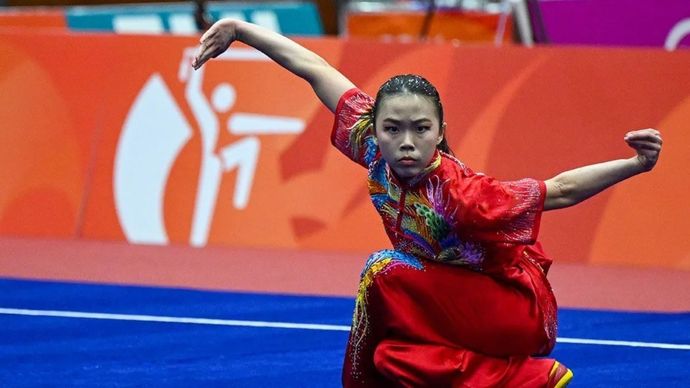 Pewushu Indonesia Eugenia Diva Widodo tampil pada final wushu nomor taolu changquan putri Asian Games Aichi-Nagoya 2026 di Aichi Prefectural Martial Arts Hall, Aichi, Jepang, Senin, 21 September 2026. Eugenia Diva Widodo berhasil meraih medali perunggu dengan skor 9.706, sedangkan medali emas diraih pewushu Hongkong Lydia Sham dengan skor 9.713 dan medali perak oleh pewushu Makau Sou Cho Man dengan skor 9.710.