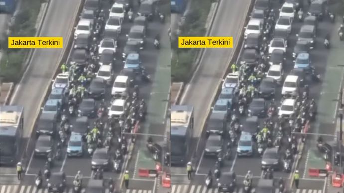Kemacetan jelang demo buruh