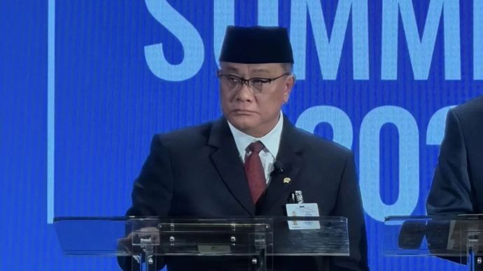 Menteri LH Moh Jumhur Hidayat saat memberikan paparan dalam Interactive Leaders Dialogue on Climate Action and the Just Transition​​​​​​​ pada Sidang Majelis Umum PBB ke-81 di New York, AS, Rabu (23/9/2026) 