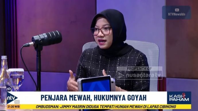 Plt Koordinator Indonesia Corruption Watch (ICW) Almas Sjafrina dalam program KASIPAHAM di Nusantara TV