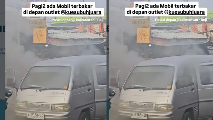 VIDEO: Mobil Terbakar di Beji Depok Pagi Hari
