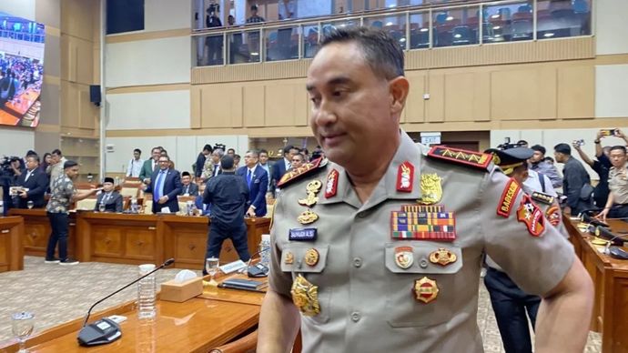 Komjen Pol. Suyudi Ario Seto mengikuti uji kelayakan dan kepatutan sebagai calon Kapolri di kompleks parlemen, Jakarta, Kamis, 1 Oktober 2026.