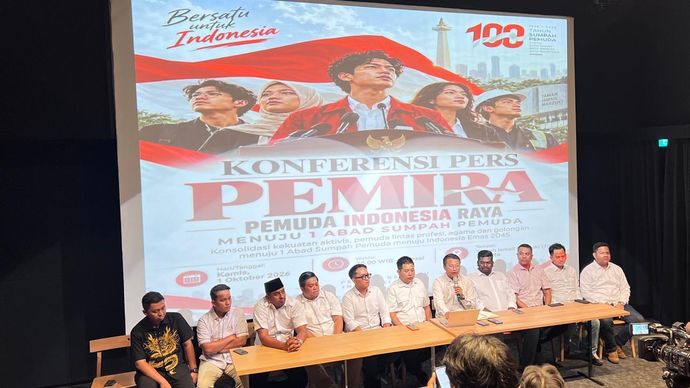 Konferensi pers Pemuda Indonesia Raya (PEMIRA). 