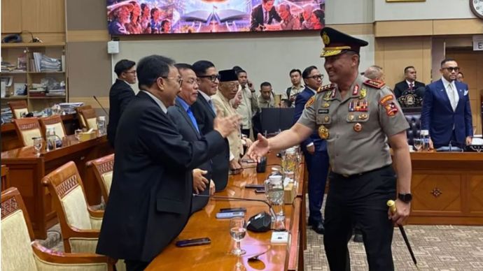 Komisaris Jenderal Polisi Suyudi Ario Seto menghadiri uji kelayakan dan kepatutan sebagai calon kapolri di Gedung DPR, Jakarta, Kamis (1/10/2026). (ANTARA/Fath Putra Mulya)