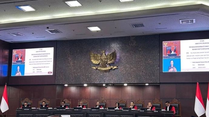 Mahkamah Konstitusi menggelar sidang pengucapan putusan sengketa keabsahan ijazah Gibran Rakabuming Raka, di Gedung I MK, Jakarta, Selasa (6/10/2026)