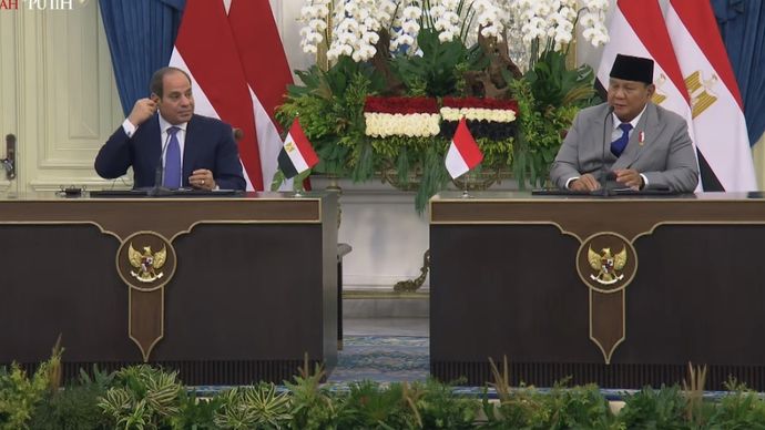 Presiden Republik Arab Mesir Abdel Fattah El-Sisi dan Presiden Indonesia Prabowo Subianto
